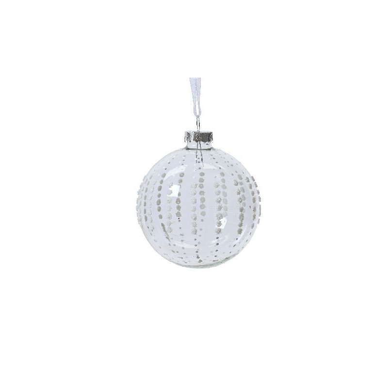 Boule de verre translucide a/perles rocaille de Déco de Noël - Jardinerie Bordeaux et Libourne dans Boule pour sapin de Noël