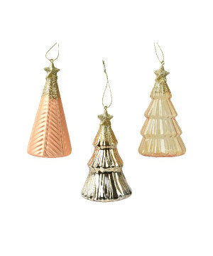 Sapin verre avec etoile paillettes or h12.6cm de Déco de Noël - Jardinerie Bordeaux et Libourne dans 🎄Déco de sapin