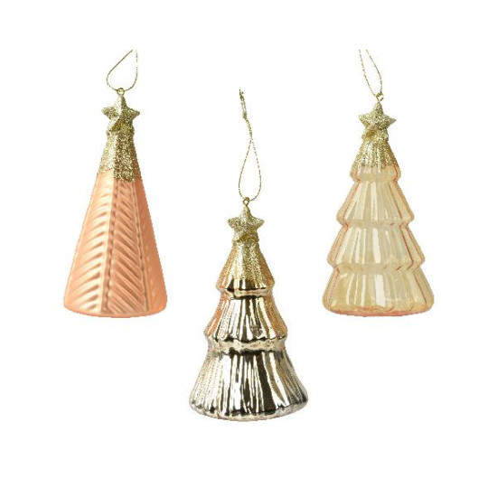 Sapin verre avec etoile paillettes or h12.6cm de Déco de Noël - Jardinerie Bordeaux et Libourne dans 🎄Déco de sapin