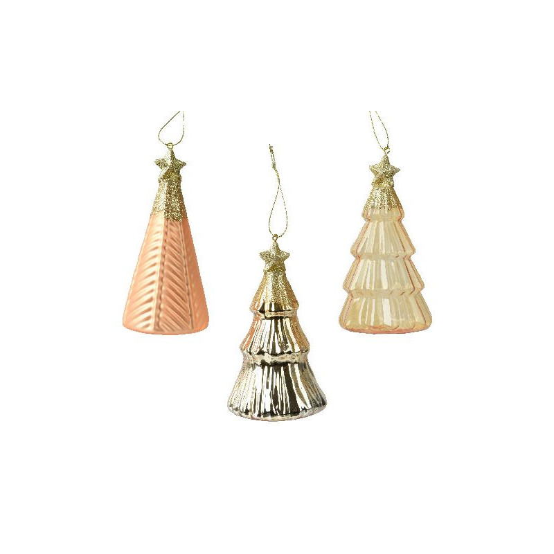 Sapin verre avec etoile paillettes or h12.6cm de Déco de Noël - Jardinerie Bordeaux et Libourne dans 🎄Déco de sapin