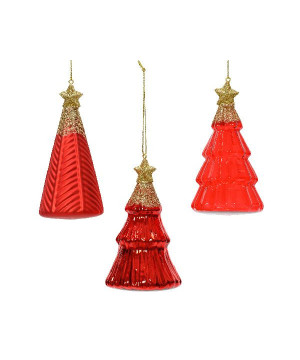 Sapin de verre a/etoile paillette rouge h12.6cm de Déco de Noël - Jardinerie Bordeaux et Libourne dans 🎄Déco de sapin