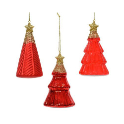 Sapin de verre a/etoile paillette rouge h12.6cm de Déco de Noël - Jardinerie Bordeaux et Libourne dans 🎄Déco de sapin