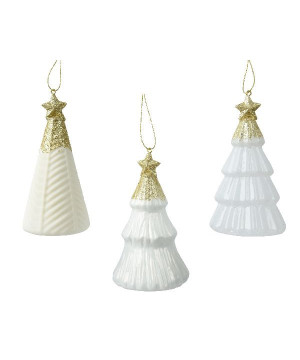 Sapin de verre a/etoile paillette blanc h12.6cm de Déco de Noël - Jardinerie Bordeaux et Libourne dans 🎄Déco de sapin
