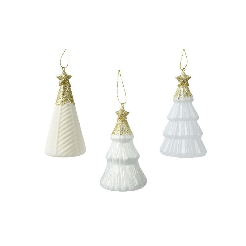 Sapin de verre a/etoile paillette blanc h12.6cm de Déco de Noël - Jardinerie Bordeaux et Libourne dans 🎄Déco de sapin