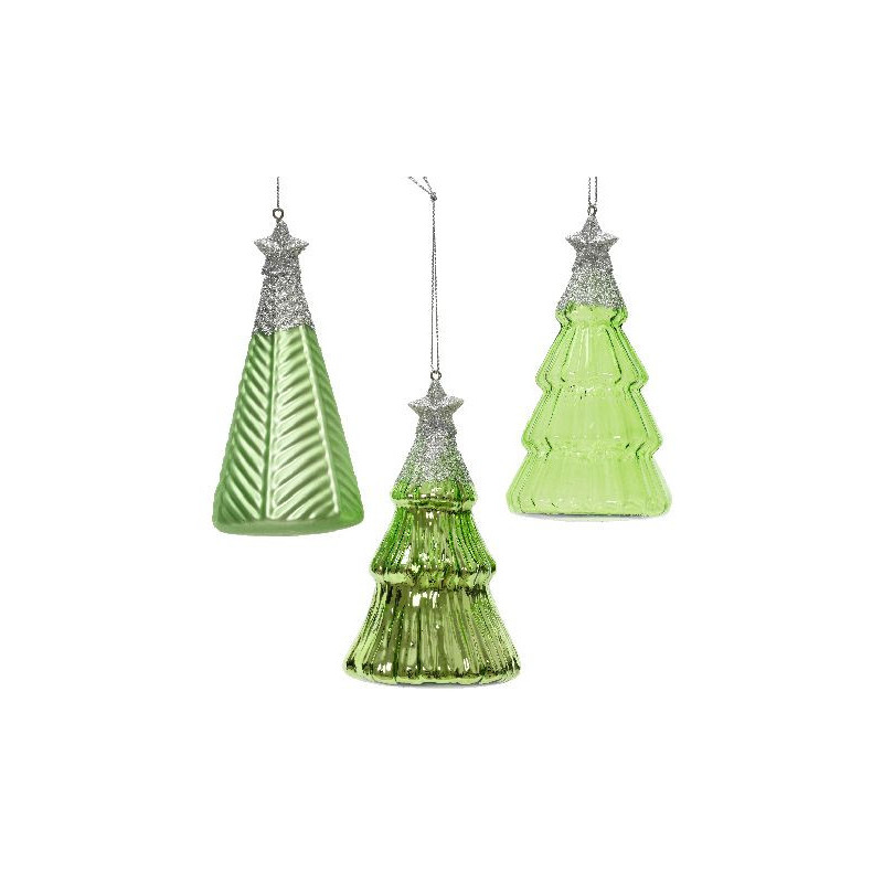 Sapin en verre etoile paillette argent h12.6cm de Déco de Noël - Jardinerie Bordeaux et Libourne dans 🎄Déco de sapin