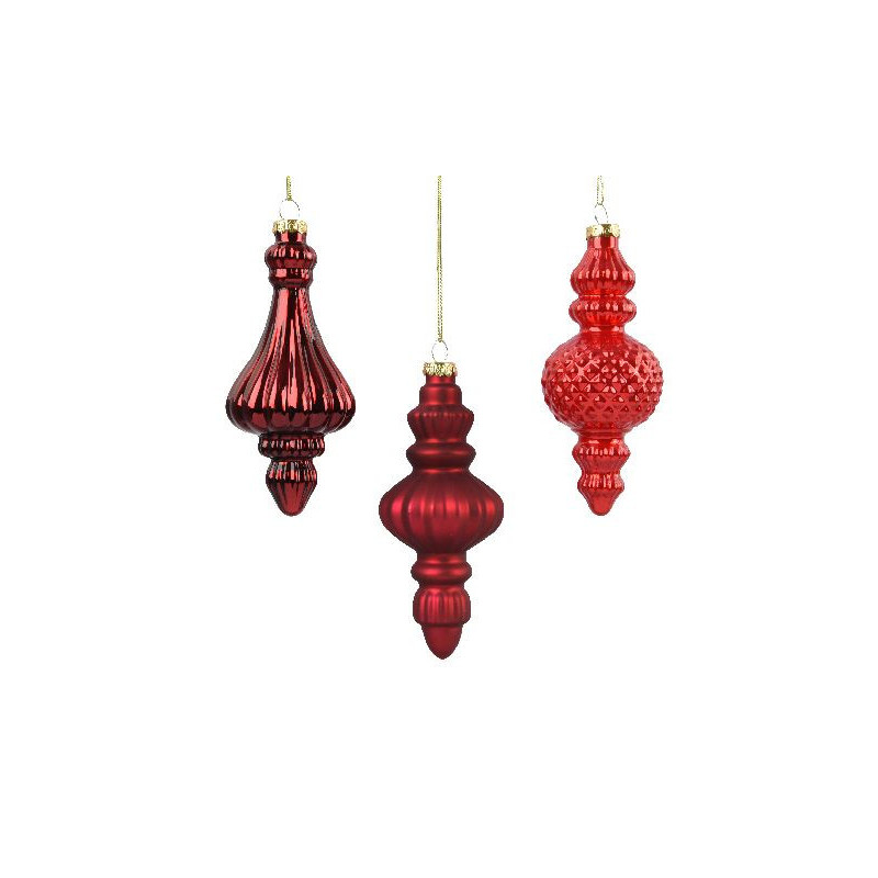 Ornement en verre rouge noel/couleur d6 h15 de Déco de Noël - Jardinerie Bordeaux et Libourne dans 🎄Déco de sapin