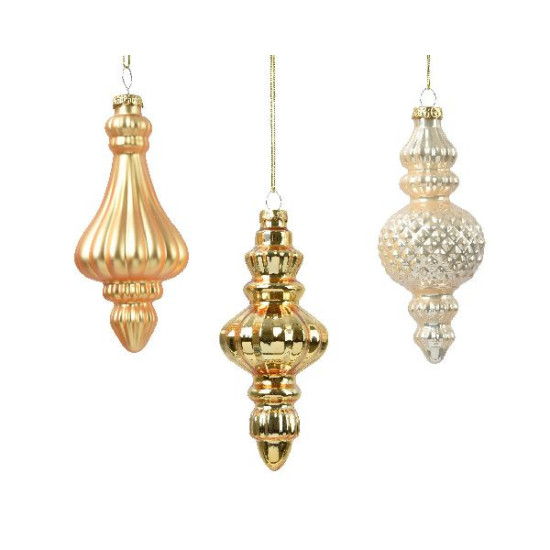 Ornement en verre perle/or d6 h15 deco noël de Déco de Noël - Jardinerie Bordeaux et Libourne dans 🎄Déco de sapin