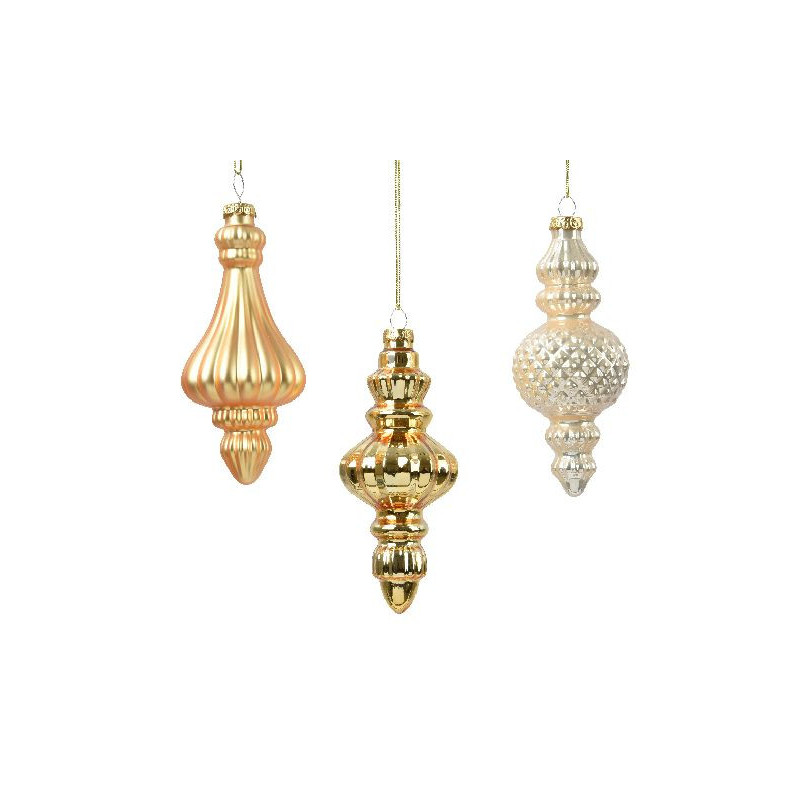Ornement en verre perle/or d6 h15 deco noël de Déco de Noël - Jardinerie Bordeaux et Libourne dans 🎄Déco de sapin
