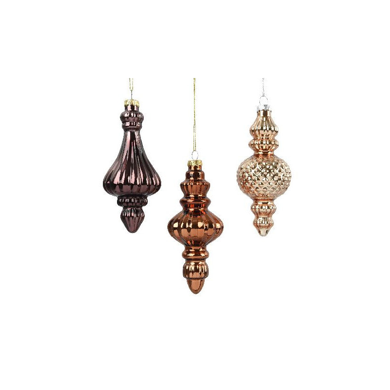 Ornement en verre brun/couleur d6 h15 deco noël de Déco de Noël - Jardinerie Bordeaux et Libourne dans 🎄Déco de sapin