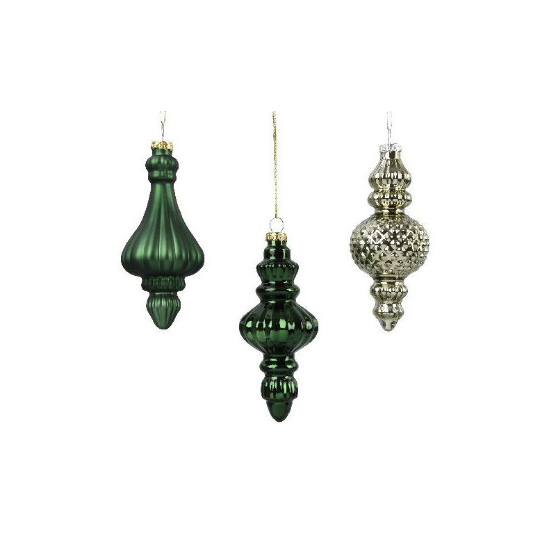 Ornement en verre vert/couleur d6 h15 deco noël de Déco de Noël - Jardinerie Bordeaux et Libourne dans 🎄Déco de sapin