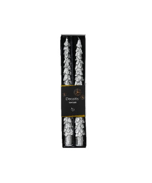 Bougie de cierge argent d2.2 h25 x2 deco noël de Déco de Noël - Jardinerie Bordeaux et Libourne dans 🍽️Décoration de table de...
