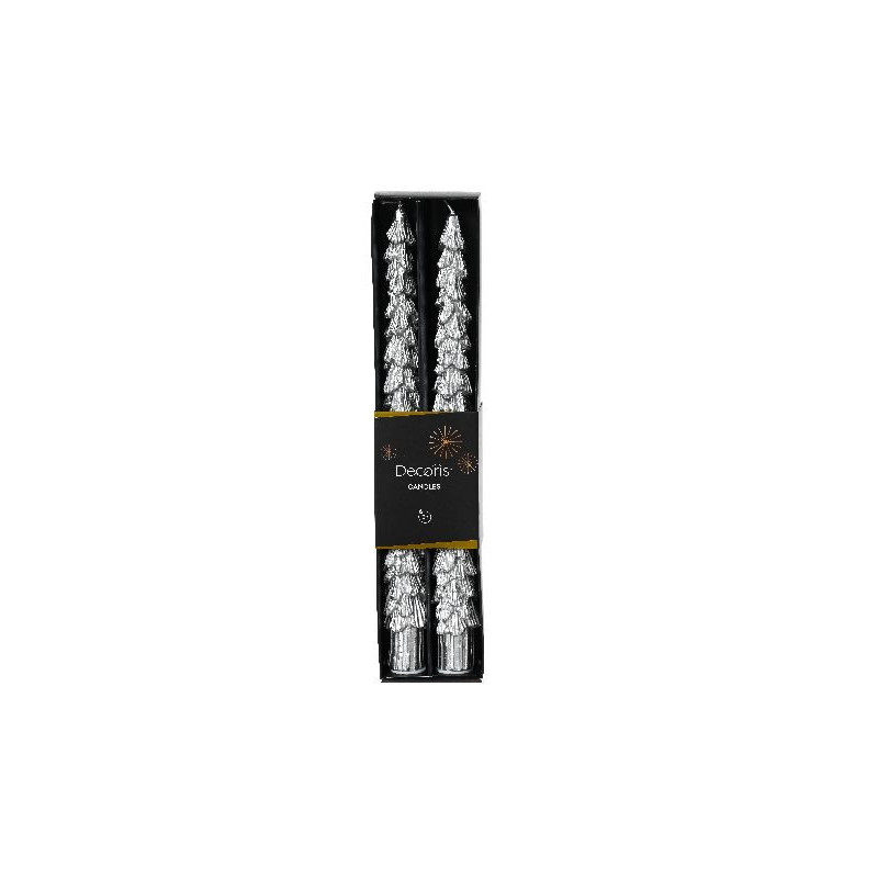 Bougie de cierge argent d2.2 h25 x2 deco noël de Déco de Noël - Jardinerie Bordeaux et Libourne dans 🍽️Décoration de table de...