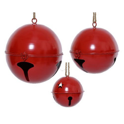 Cloche en fer a/elfe a/lune rouge d24.5 h28 x3 de Déco de Noël - Jardinerie Bordeaux et Libourne dans 🎄Déco de sapin
