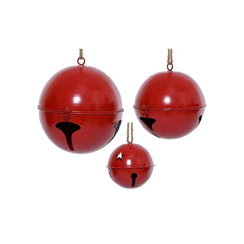 Cloche en fer a/elfe a/lune rouge d24.5 h28 x3 de Déco de Noël - Jardinerie Bordeaux et Libourne dans 🎄Déco de sapin