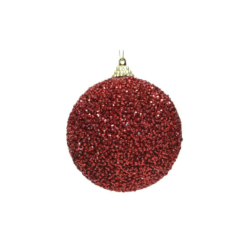 Boule de mousse paillettes. pois rouge d8cm de Déco de Noël - Jardinerie Bordeaux et Libourne dans Boule pour sapin de Noël