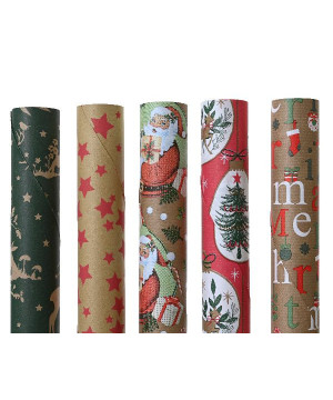 Papier cadeau kraft 2m 5ass deco noël de Déco de Noël - Jardinerie Bordeaux et Libourne dans Emballages pour Noël