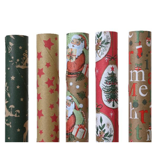 Papier cadeau kraft 2m 5ass deco noël de Déco de Noël - Jardinerie Bordeaux et Libourne dans Emballages pour Noël