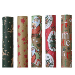 Papier cadeau kraft 2m 5ass deco noël de Déco de Noël - Jardinerie Bordeaux et Libourne dans Emballages pour Noël