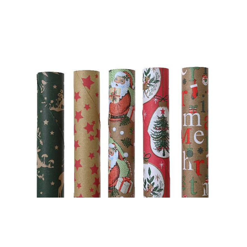 Papier cadeau kraft 2m 5ass deco noël de Déco de Noël - Jardinerie Bordeaux et Libourne dans Emballages pour Noël
