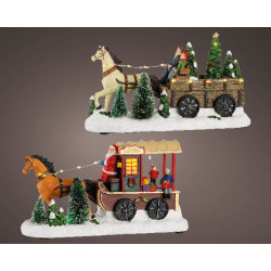 Cheval avec charrette blanc chaud/multi led de Déco de Noël - Jardinerie Bordeaux et Libourne dans 💡Guirlande et déco électrique