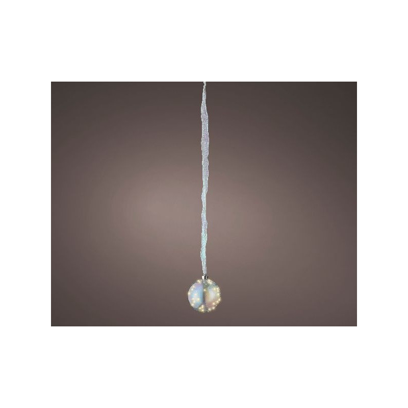 Boule irise avec microled 30l couleur blanc de Déco de Noël - Jardinerie Bordeaux et Libourne dans 💡Guirlande et déco électrique