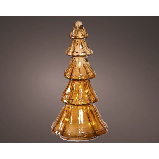 Micro led sapin verre 15l marron/blanc de Déco de Noël - Jardinerie Bordeaux et Libourne dans 💡Guirlande et déco électrique