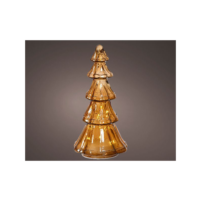 Micro led sapin verre 15l marron/blanc de Déco de Noël - Jardinerie Bordeaux et Libourne dans 💡Guirlande et déco électrique