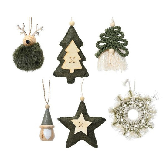 Figurine en polyester macrame 6ass vert/blanc de Déco de Noël - Jardinerie Bordeaux et Libourne dans 🎅Figurine de Noël