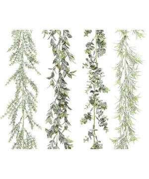 Guirlande en plast neige 4ass vert/blanc h180cm de Déco de Noël - Jardinerie Bordeaux et Libourne dans Guirlande pour sapin d...