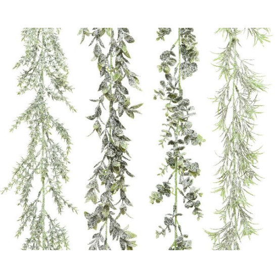 Guirlande en plast neige 4ass vert/blanc h180cm de Déco de Noël - Jardinerie Bordeaux et Libourne dans Guirlande pour sapin d...