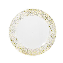 Assiette sans bordure pois orange et argent d33 de Déco de Noël - Jardinerie Bordeaux et Libourne dans 🍽️Décoration de table ...