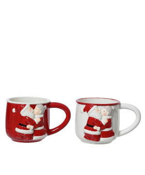 Mug en dolomite 2col ass rouge/couleur(s) noël de Déco de Noël - Jardinerie Bordeaux et Libourne dans 🍽️Décoration de table d...