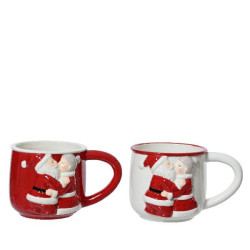 Mug en dolomite 2col ass rouge/couleur(s) noël de Déco de Noël - Jardinerie Bordeaux et Libourne dans 🍽️Décoration de table d...