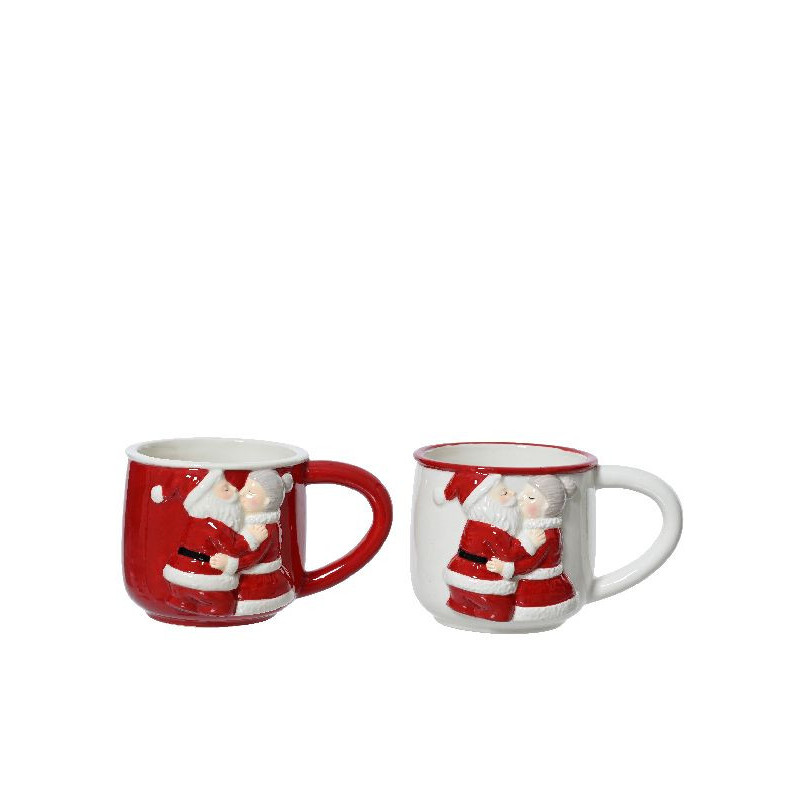 Mug en dolomite 2col ass rouge/couleur(s) noël de Déco de Noël - Jardinerie Bordeaux et Libourne dans 🍽️Décoration de table d...