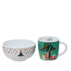 Set de petit-dejeuner gres decalco motif sapin de Déco de Noël - Jardinerie Bordeaux et Libourne dans 🍽️Décoration de table d...