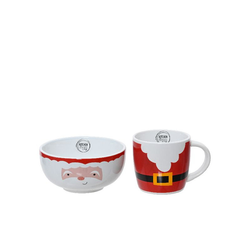Tasse et bol de petit dejeuner père noël grès de Déco de Noël - Jardinerie Bordeaux et Libourne dans 🍽️Décoration de table de...
