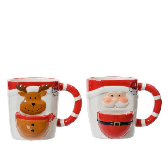 Mug en ceramique rouge/couleur(s) noël de Déco de Noël - Jardinerie Bordeaux et Libourne dans 🍽️Décoration de table de Noël