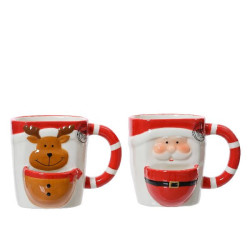 Mug en ceramique rouge/couleur(s) noël de Déco de Noël - Jardinerie Bordeaux et Libourne dans 🍽️Décoration de table de Noël