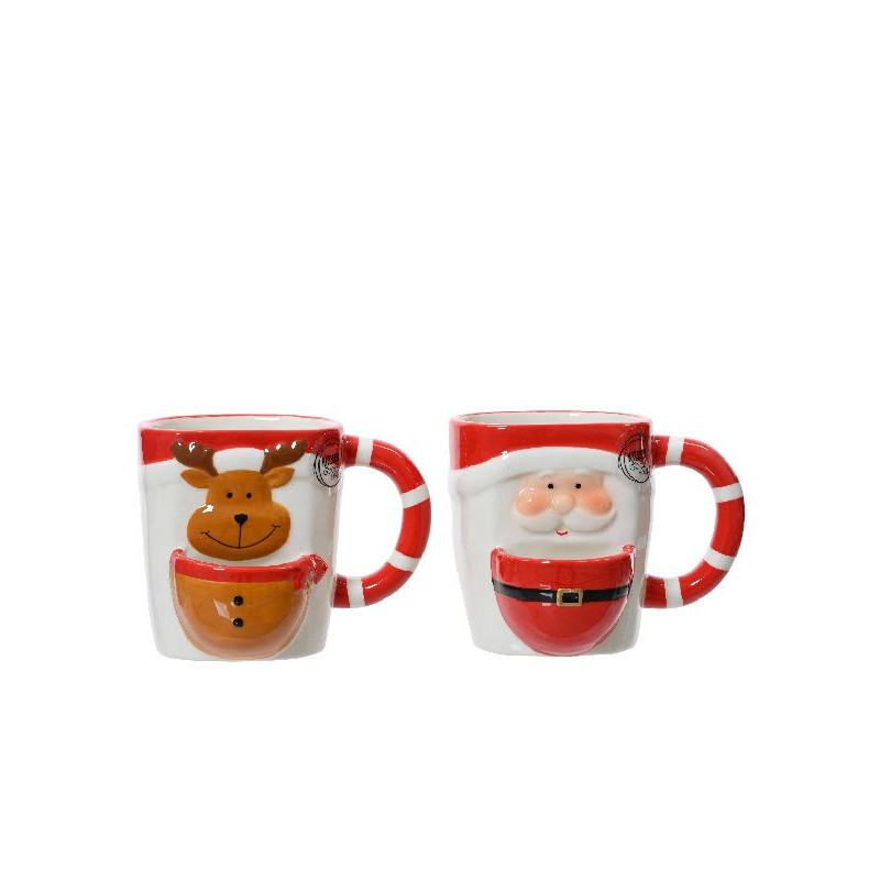 Mug en ceramique rouge/couleur(s) noël de Déco de Noël - Jardinerie Bordeaux et Libourne dans 🍽️Décoration de table de Noël