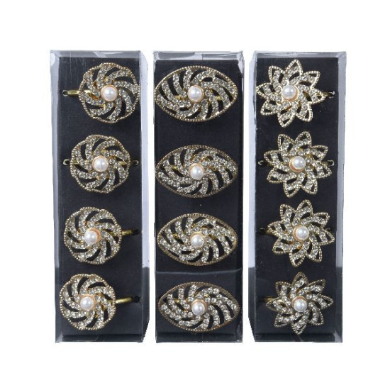 Rond de serviette en fer avec perles or x4 de Déco de Noël - Jardinerie Bordeaux et Libourne dans 🎁 Idées cadeaux