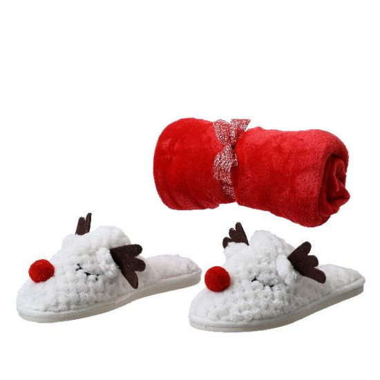 Set en polyester flanelle rouge l.28cm x h.12cm de Déco de Noël - Jardinerie Bordeaux et Libourne dans Déco de Noël Divers