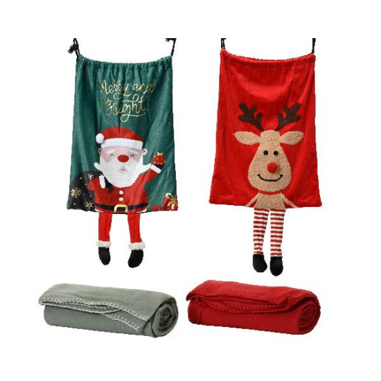 Plaid polaire dans un sac rouge decoration noël de Déco de Noël - Jardinerie Bordeaux et Libourne dans 🛋️Coussin et plaid de ...