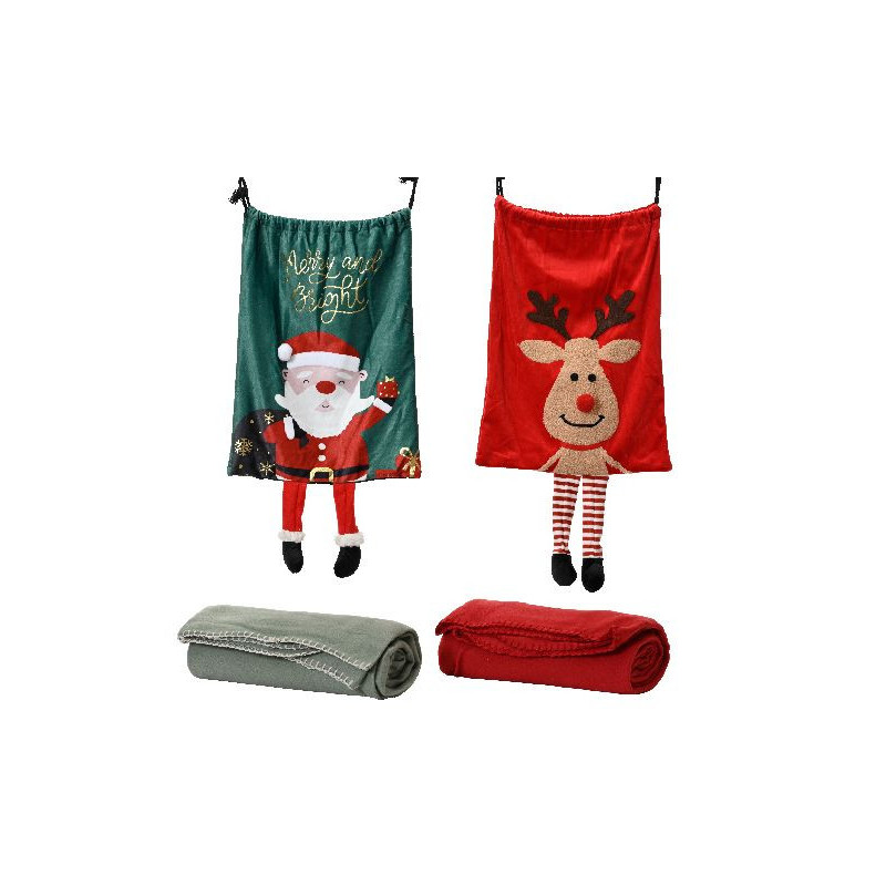 Plaid polaire dans un sac rouge decoration noël de Déco de Noël - Jardinerie Bordeaux et Libourne dans 🛋️Coussin et plaid de ...