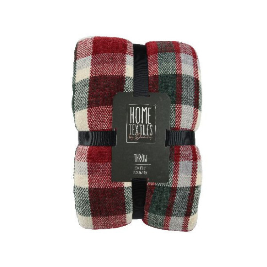 Plaid polyester oblongue a carreaux vert/rouge de Déco de Noël - Jardinerie Bordeaux et Libourne dans 🛋️Coussin et plaid de Noël