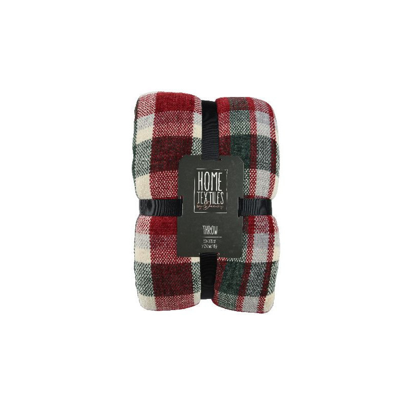 Plaid polyester oblongue a carreaux vert/rouge de Déco de Noël - Jardinerie Bordeaux et Libourne dans 🛋️Coussin et plaid de Noël