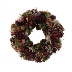 Couronne pomme de pin baies. herbe rouge d33cm de Déco de Noël - Jardinerie Bordeaux et Libourne dans ❄️Couronne de Noël