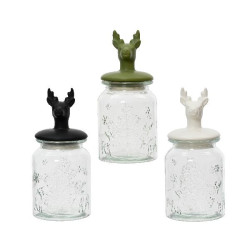 Bocal en verre couvercle ceramique renne 3col de Déco de Noël - Jardinerie Bordeaux et Libourne dans 🍽️Décoration de table de...