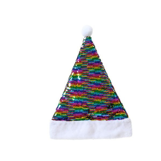 Bonnet pere noel avec paillettes et arc en ciel de Déco de Noël - Jardinerie Bordeaux et Libourne dans Déco de Noël Divers