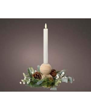 Bougeoir avec pomme de pin et eucalyptus 12cm de Déco de Noël - Jardinerie Bordeaux et Libourne dans 🍽️Décoration de table de...