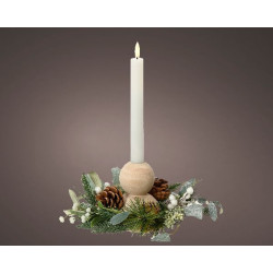 Bougeoir avec pomme de pin et eucalyptus 12cm de Déco de Noël - Jardinerie Bordeaux et Libourne dans 🍽️Décoration de table de...